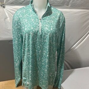 Adidas Teal and White 1/4 zip Pullover